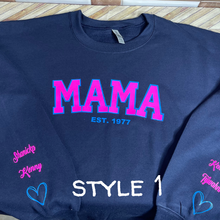 Load image into Gallery viewer, MAMA/DADDY/NANA & Etc Sweatshirt or Hoodie with kids names