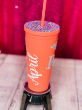 Load image into Gallery viewer, Blinged Acrylic 22oz Tumbler with Straw