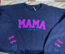 Load image into Gallery viewer, MAMA/DADDY/NANA &amp; Etc Sweatshirt or Hoodie with kids names