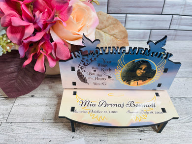 Personalized Memorial Mini Photo Bench