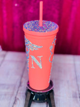 Load image into Gallery viewer, Blinged Acrylic 22oz Tumbler with Straw