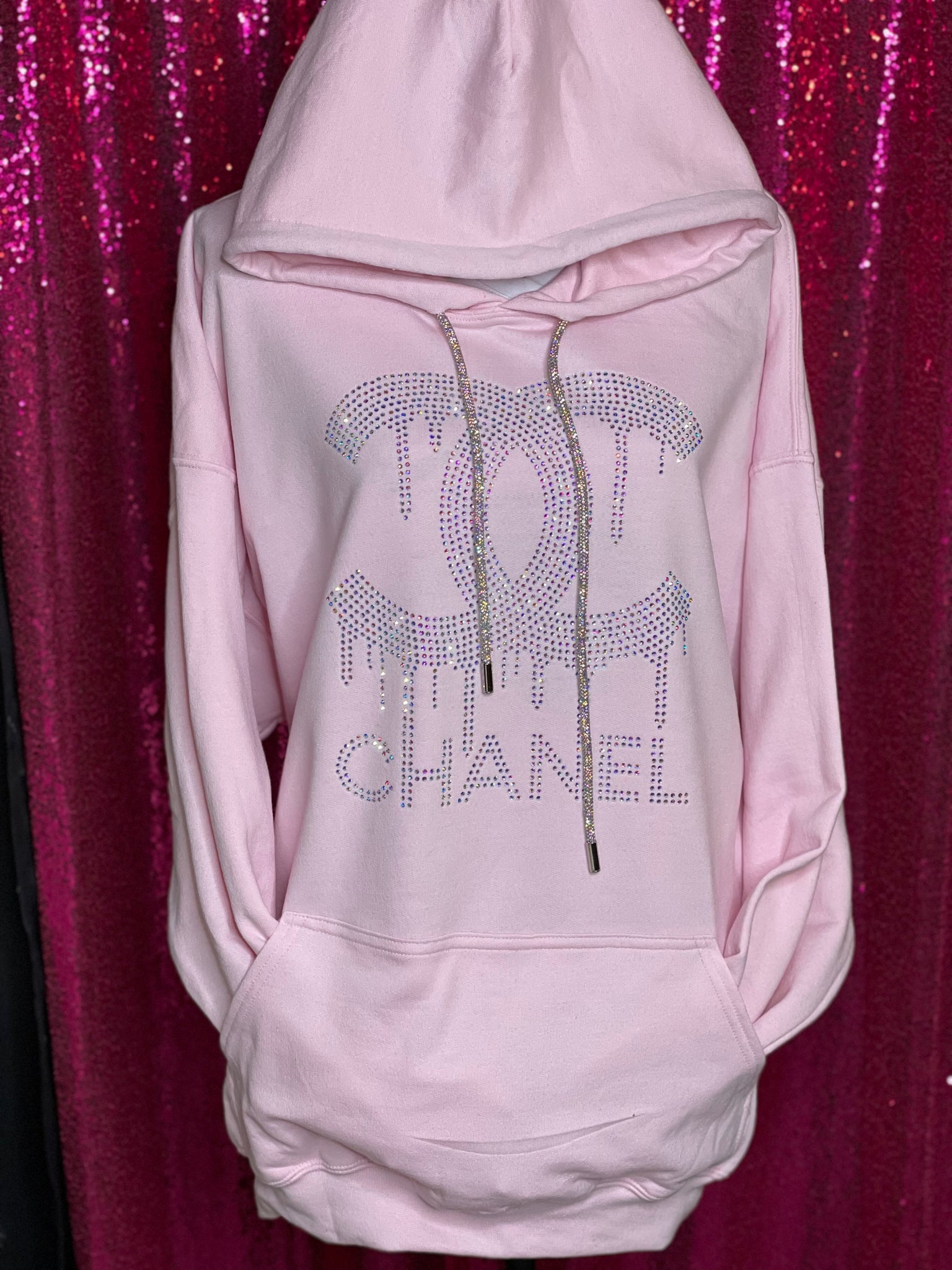 Pink chanel hoodie hotsell