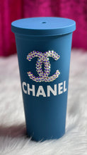 Load image into Gallery viewer, CC  Blinged Acrylic 22oz Tumbler with Straw