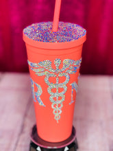 Load image into Gallery viewer, Blinged Acrylic 22oz Tumbler with Straw