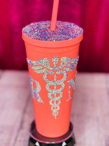 Blinged Acrylic 22oz Tumbler with Straw