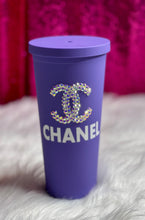 Load image into Gallery viewer, CC  Blinged Acrylic 22oz Tumbler with Straw