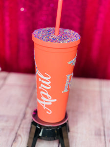 Blinged Acrylic 22oz Tumbler with Straw